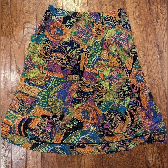 Vintage Y2K midi skirt, patchwork paisley, a-line women's XL - Picture 3 of 9